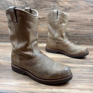 Chippewa Mens 10D Rodeo Wellington Tan Western 10" Work Boots 20077 USA Made